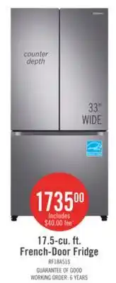 The Brick Samsung 33 17.5 Cu. Ft. Counter-Depth French-Door Refrigerator - Stainless Steel - RF18A5101SR/AA offer