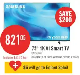 The Brick SAMSUNG 75 U8000H Crystal UHD 4K Smart Tizen TV (UN75U8000HFXZC) – 2026 Model offer