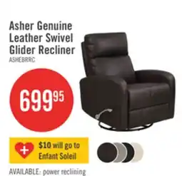 The Brick Asher 31.5 Genuine Leather Swivel Glider Reclining Chair – Dark Brown offer