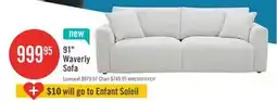 The Brick Waverly 90.94 Contemporary Fabric Sofa with Removable Back Cushion - Linen offer