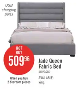 The Brick Jade Upholstered Platform Bed with USB Ports in Grey Fabric - King Size offer
