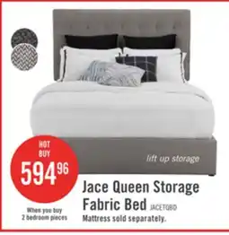 The Brick Jace Upholstered Storage Platform Bed in Taupe Fabric, Tufted - Queen Size offer
