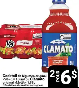 Pasquier Cocktail de légumes original V8 6 × 156ml ou Clamato original (Mott's) 1,89L offer