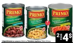 Pasquier Légumineuse en conserve 540 ml ou Tomates régulières Primo offer