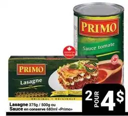 Pasquier Lasagne 375g ou Sauce en conserve 680ml Primo offer