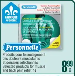 Jean Coutu PERSONNELLE Selected products for muscle and back pain relief offer