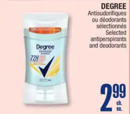 Jean Coutu DEGREE Selected antiperspirants and deodorants offer