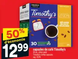 Super C capsules de café Timothy's | Timothy's coffee capsules offer