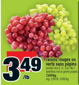 Super C raisins rouges ou verts sans pépins | seedless red or green grapes offer