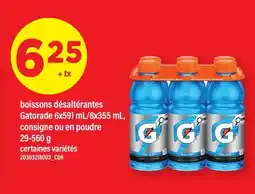 Maxi BOISSONS DÉSALTÉRANTES GATORADE, 6X591 ML/8X355 ML, CONSIGNE OU EN POUDRE offer