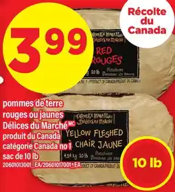 Maxi POMMES DE TERRE ROUGES OU JAUNES DÉLICES DU MARCHÉ, SAC DE 10 LB offer