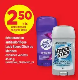 Maxi DÉODORANT OU ANTISUDORIFIQUE LADY SPEED STICK OU MENNEN offer