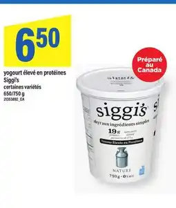Maxi YOGOURT ÉLEVÉ EN PROTÉINES SIGGI'S, 650/750 g offer