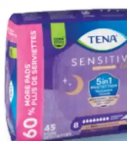 Familiprix Tena Sensitive Care Extra Coverage overnight pads 45un offer