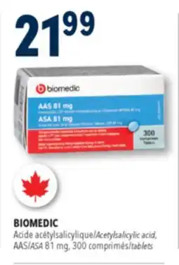 Familiprix Biomedic ASA 81mg acetylsalicylic acid delayed release USP tablets 300un offer