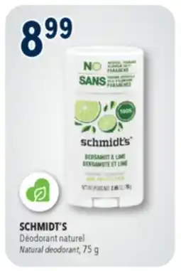 Familiprix Schmidt's deodorant stick Bergamot & Lime offer