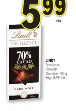 Familiprix Lindt Excellence dark chocolate 70% cocoa – Bar offer