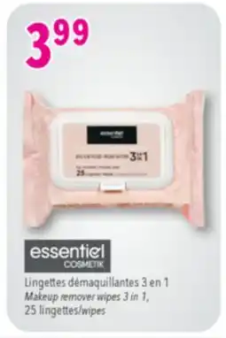 Familiprix Essentiel Cosmetik 3-in-1 rose water make-up remover wipes 25un offer