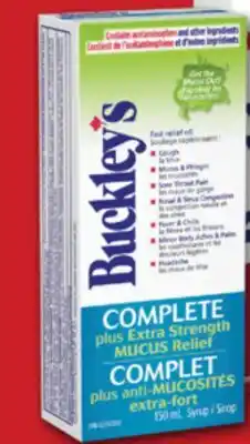 Familiprix Buckley's Complete Extra Strength + Mucus Relief Syrup 150ml offer