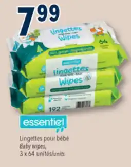 Familiprix Essentiel baby wipes fragrance free 3x64un offer