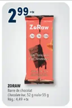 Familiprix ZoRaw no added sugar milk with almonds chocolate 45% cacao offer