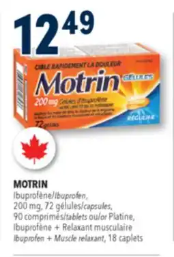 Familiprix Motrin ibuprofen liquid gels capsules 200mg Regular Strength 72un offer