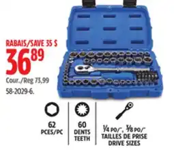 Canadian Tire MASTERCRAFT 62 PC 60 TEETH 1⁄4, 1⁄8 DRIVE SIZES offer