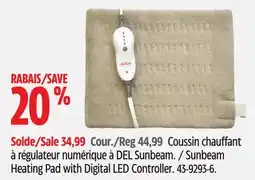 Canadian Tire Coussin chauffant à régulateur numérique à DEL Sunbeam offer
