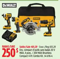 Canadian Tire DEWALT 20V MAX Brushless Compact 4-Pc Combo Kit offer