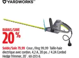 Canadian Tire 4.2A Corded Hedge Trimmer, 20˝ offer