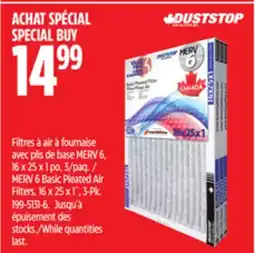 Canadian Tire MERV 6 Basic Pleated Air Filters, 16 x 25 x 1˝, 3-Pk offer