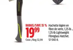Canadian Tire 1.25-lb Lightweight Fibreglass Hatchet offer