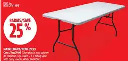 Canadian Tire Folding Table with Carry Handle, White offer