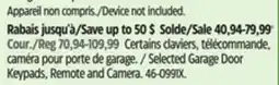 Canadian Tire Selected Garage Door Keypads, Remote and Camera offer