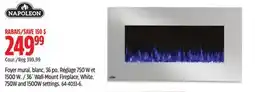 Canadian Tire 36˝ Wall-Mount Fireplace, White. 750W and 1500W settings offer