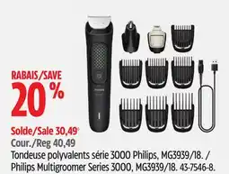 Canadian Tire Philips Multigroomer Series 3000, MG3939/18 offer