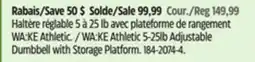 Canadian Tire Athletic 5-25lb Adjustable Dumbbell with Storage Platform offer