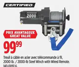 Canadian Tire Certified 2000-lb Steel Winch with Wired Remote offer