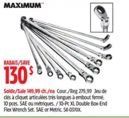 Canadian Tire MAXIMUM 10-Pc XL Double Box-End Flex Wrench Set offer