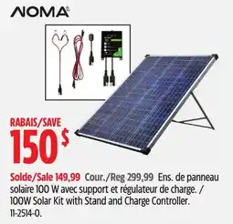 Canadian Tire 100W Solar Kit with Stand and Charge Controller offer