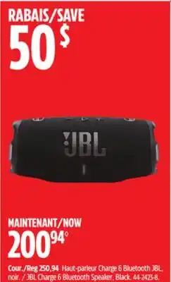 Canadian Tire JBL Charge 6 Bluetooth Speaker, Black offer