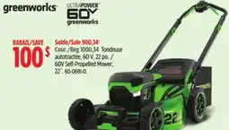 Canadian Tire 60V Self-Propelled Mower, 22˝ offer