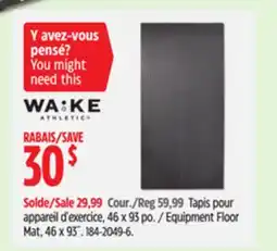 Canadian Tire WAKE ATHLETIC Equipment Floor Mat offer