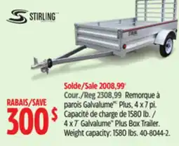 Canadian Tire 4 x 7´ Galvalume Plus Box Trailer. Weight capacity: 1580 lbs offer