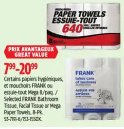 Canadian Tire Selected FRANK Bathroom Tissue offer