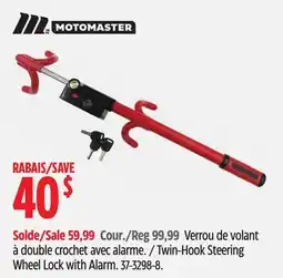 Canadian Tire Twin-Hook Steering Wheel Lock with Alarm offer