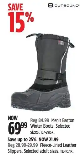 Canadian Tire Outbound Men's Barton Winter Boots offer
