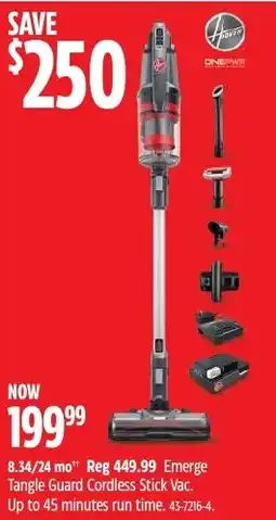 Canadian Tire Emerge Tangle Guard Cordless Stick Vac offer
