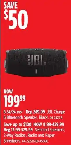 Canadian Tire JBL Charge 6 Bluetooth Speaker, Black offer