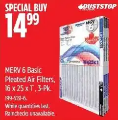 Canadian Tire Duststop MERV 6 Basic Pleated Air Filters offer